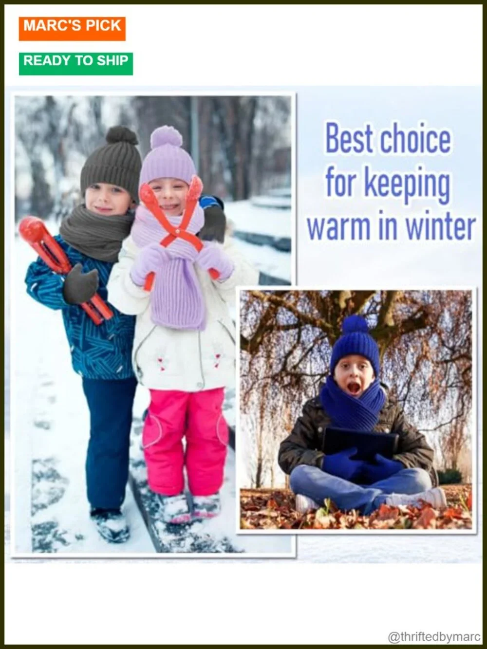 Kids Winter Hat Gloves Scarf Set Knit Pom Beanie Warm 5-10 Boys Girls 18 Pack